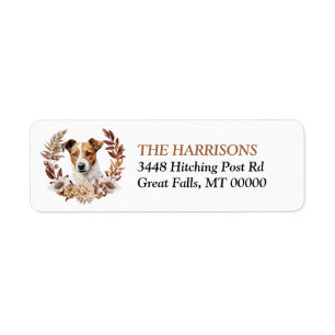 Etiqueta Jack Russell Terrier Dog Autumn Wreath