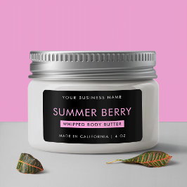 Etiqueta Jar Cosmético Moderno Negra e Rosa