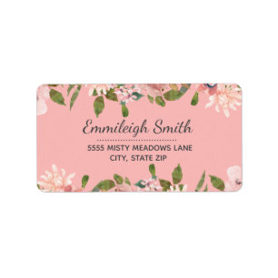 Etiqueta Jardim Botânico Floral Cor de Água Rosa Escamuflad