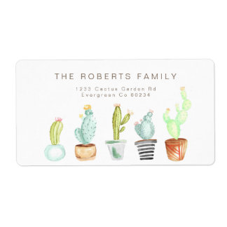 Etiqueta Jardim Cactus | Endereço Watercolor