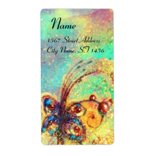 Etiqueta JARDIM DAS SOMBRAS PERDIDAS, azul,amarelo-ouro,ver