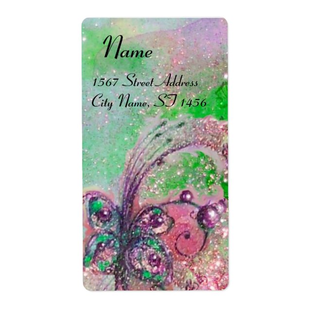 Etiqueta JARDIM DAS SOMBRAS PERDIDAS, azul verde rosa (Frente)