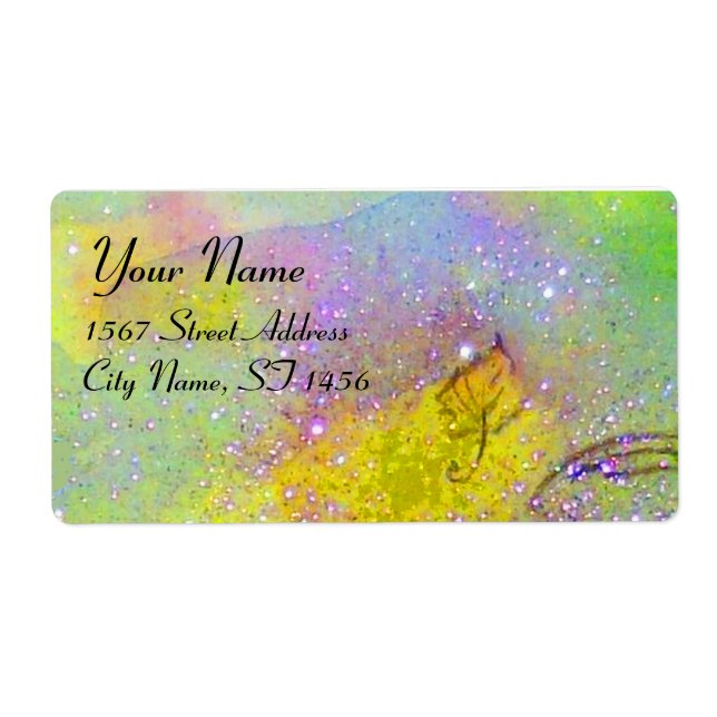 Etiqueta JARDIM DAS SOMBRAS PERDIDAS, verde-violeta amarelo (Frente)