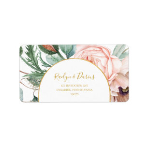 Etiqueta Jardim Floral Elegante Blush Endereço RSVP de C