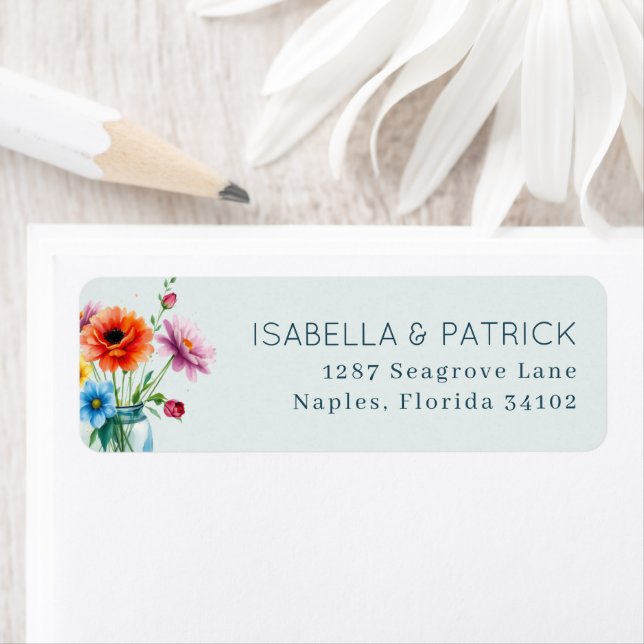 Etiqueta Jarra Floral em Aquarela Alegre (Insitu)