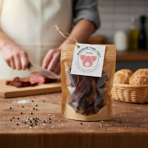 Etiqueta Jerky de Pork Russo com Silhouette de Suí