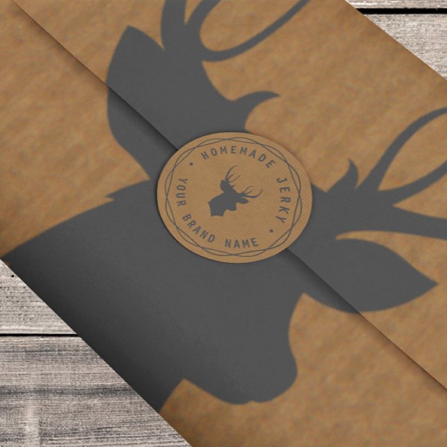 Etiqueta Jerky de Stag de Cabeçalho Personalizado (Criador carregado)