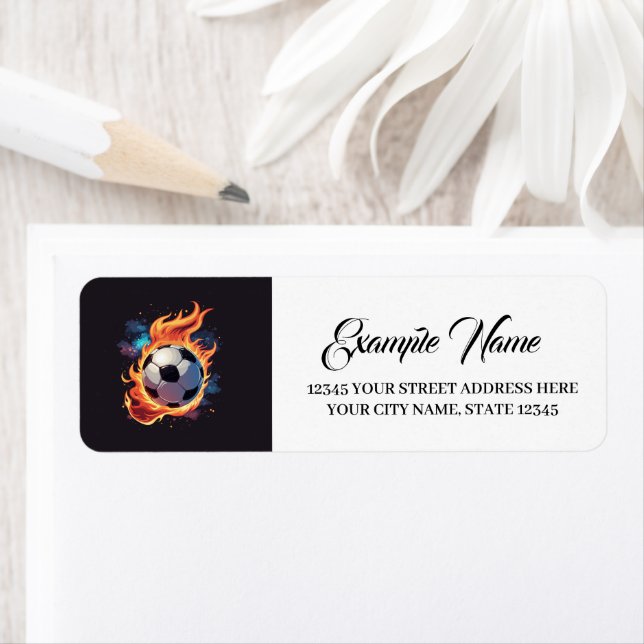 Etiqueta Jogando bola de futebol com chamas. (Insitu)