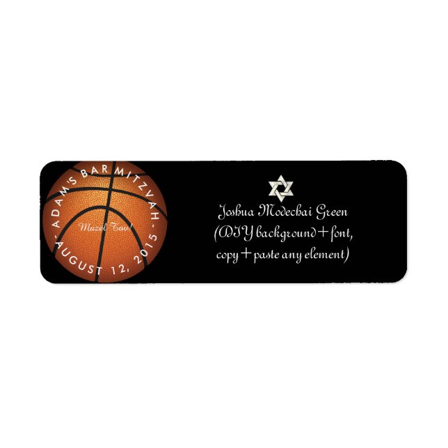 Etiqueta ✡ Jogo PixDezines! Bar de basquete Mitzvah (Frente)
