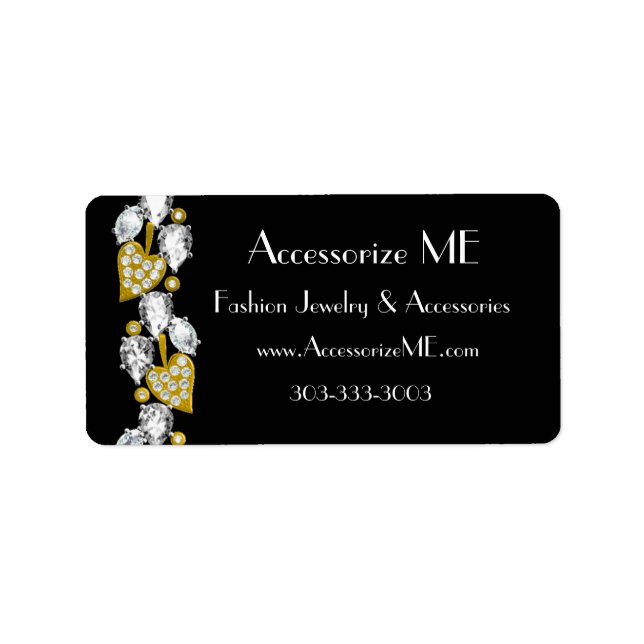 Etiqueta Joias de diamante preto (Frente)