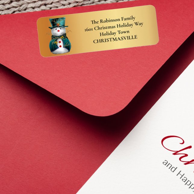 Etiqueta Jolly Green Snowman Whimsical Christmas (Criador carregado)