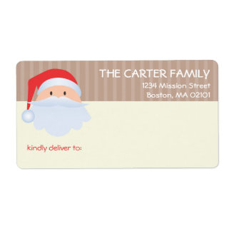 Etiqueta Jolly Santa Claus marrom listras divertidas etique