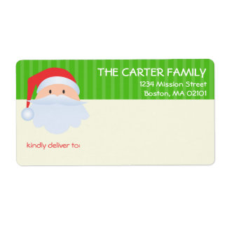 Etiqueta Jolly Santa Claus verde listras divertidas etiquet