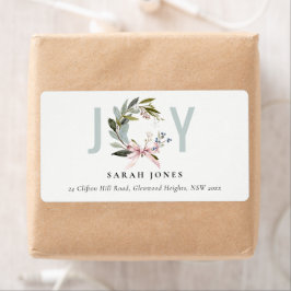 Etiqueta Joy Blush Green Winter Wreath Address