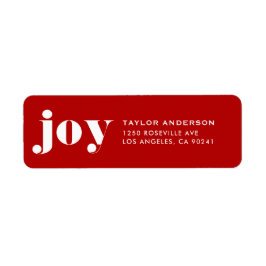 Etiqueta JOY Bold Typografia Natal Moderno Vermelho