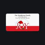 Etiqueta Joy Christmas Return Address<br><div class="desc">Dê aos seus pacotes de férias um pouco de amor com estas adoráveis etiquetas de endereço de retorno.</div>