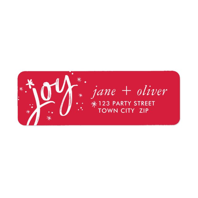Etiqueta JOY HOLIDAY na moda simples faíscas vermelhas mode (Frente)