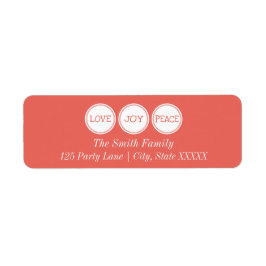 Etiqueta Joy Love Peace | Rótulo de Endereço de Devolução