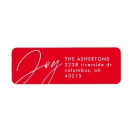Etiqueta Joy script vermelho Natal devolvido endereço