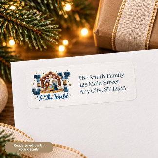 Etiqueta Joy to the World Nativity Scene Return Address