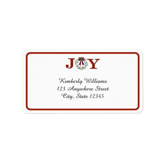 Etiqueta Joy with Wreath (Frente)