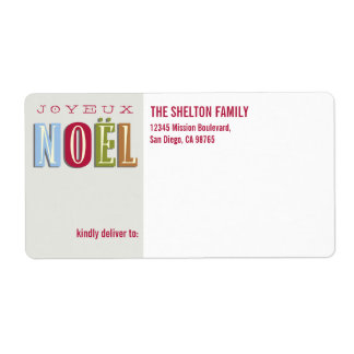 Etiqueta Joyeux Noel funky red green Christmas personalizad
