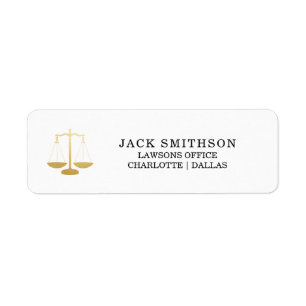Etiqueta Justice Scales Gold Foil Attorney