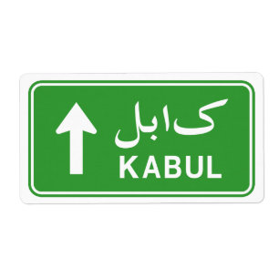 Etiqueta Kabul, Afeganistão - Sinal de Estrada de Trânsito