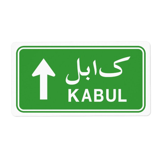 Etiqueta Kabul, Afeganistão - Sinal de Estrada de Trânsito (Frente)