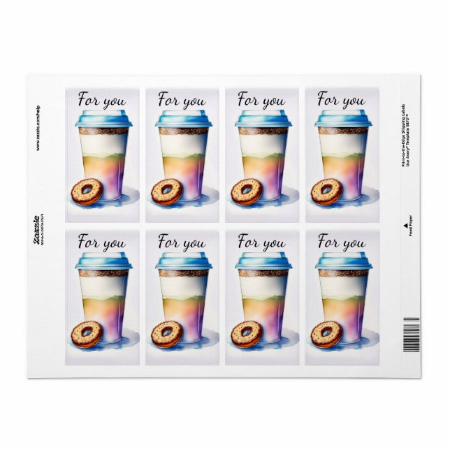 Etiqueta Kaffeebecher Aquarellmalerei (Folha completa)