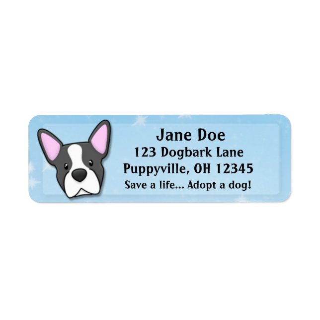 Etiqueta Kawaii Boston Terrier (Frente)