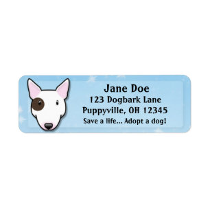 Etiqueta Kawaii bull terrier branco (ponto do olho)