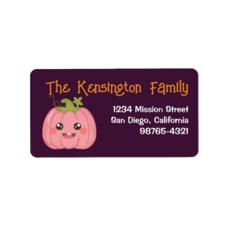 Etiqueta Kawaii - Cute Pink Pumpkin - Endereço Personalizad