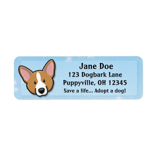 Etiqueta Kawaii Red Cardigan Welsh Corgi (Frente)