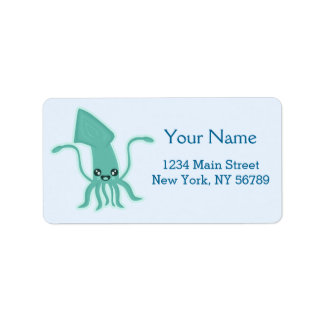 Etiqueta Kawaii Squid