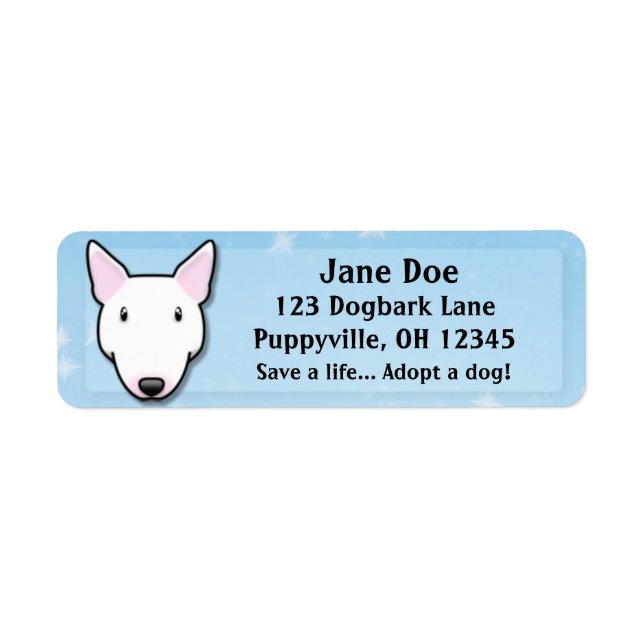Etiqueta Kawaii White Bull Terrier (Frente)
