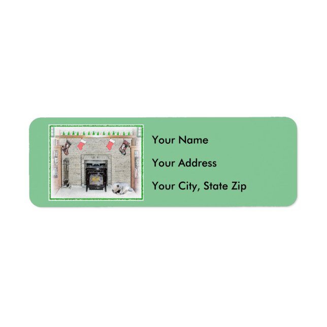 Etiqueta Keeshond Christmas Puppy Dog by Lareira Painting (Frente)