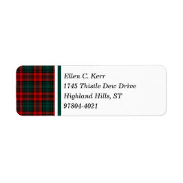 Etiqueta Kerr Clan Red, Green e Black Scottish Tartan
