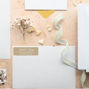 Etiqueta Khaki Stylized Names Endereço de devolução de casa