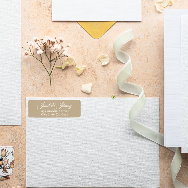 Etiqueta Khaki Stylized Names Endereço de devolução de casa (In Situ Wedding)