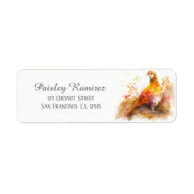 Kids Autumn Watercolor Pheasant Return Address
