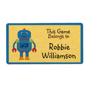 Etiqueta Kids Personalizados Blue Robot Toy Sticker