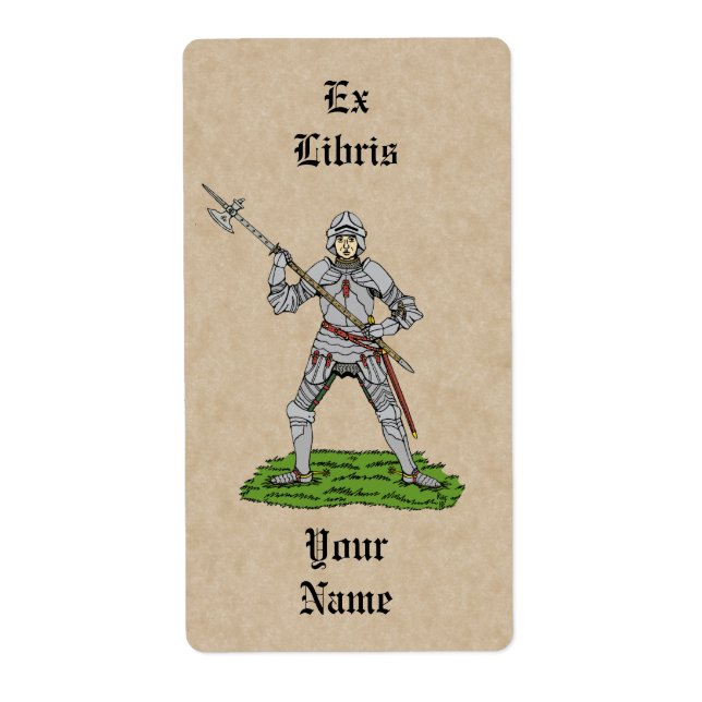 Etiqueta Knight Bookplate Inglês do século XV (Frente)