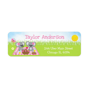 Etiqueta Koala Bears Picnic Girl Pink Gingham