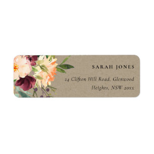 ETIQUETA KRAFT BLUSH YELLOW ORANGE FLORAL BUNCH ADDRESS
