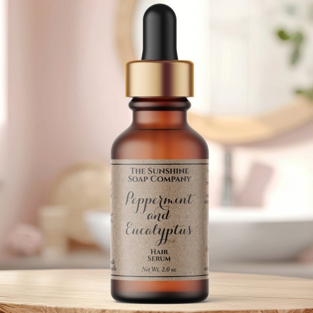 Etiqueta Kraft curly text cosmetics dropper bottle label  (Criador carregado)