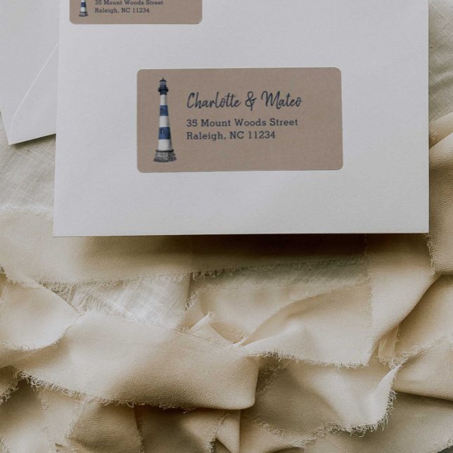 Etiqueta Kraft de farol branco azul (Criador carregado)