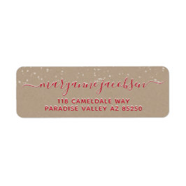 Etiqueta Kraft Paper Snow Script Winter Return Address (End
