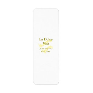 Etiqueta La Dolce Vita amarelo casal de casamento Nome data