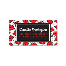 Etiqueta Lábios vermelhos Beija Lipstick e Distribuidor de